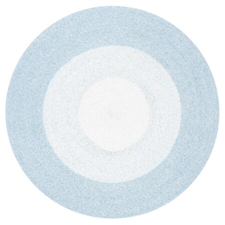 Safavieh 3 x 3 ft. Braided Hand Loomed Round Area Rug; Aqua & Ivory BRD802J-3R